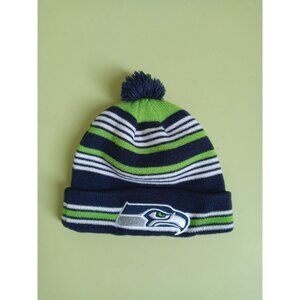 Seattle Seahawks Kids Youth Pom Beanie Hat NFL Team SEA Hawks DTS